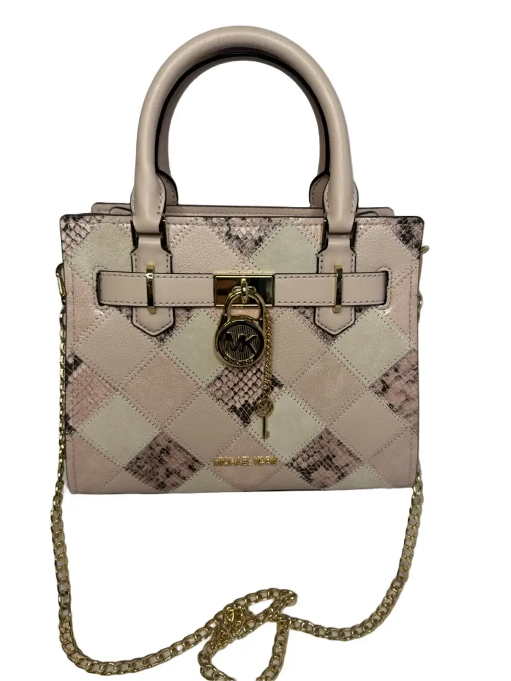 💖 #260 Michael Kors NWOT Small Hamilton Patchwork Satchel Powder Blush